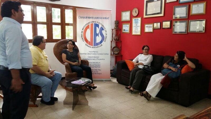 Reunión con autoridades del CIES/UNAN-Managua, Director (Dr. Miguel Orozco Valladares) y sub-directora (Dra. Marcia Ibarra)